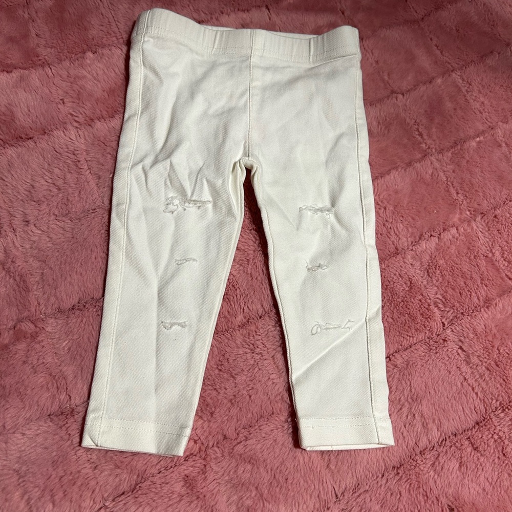 Stylish White Baby Leggings 6-9 Months Distressed NWT